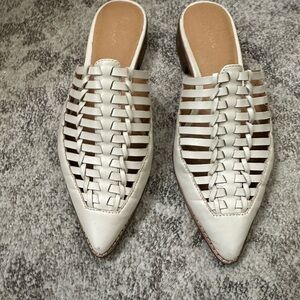 Women's Cream Woven Mules